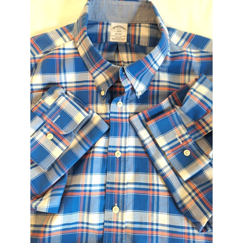 Brooks Brothers Regent Original Polo Shirt 2XL Supima Cotton Non-Iron Plaid
